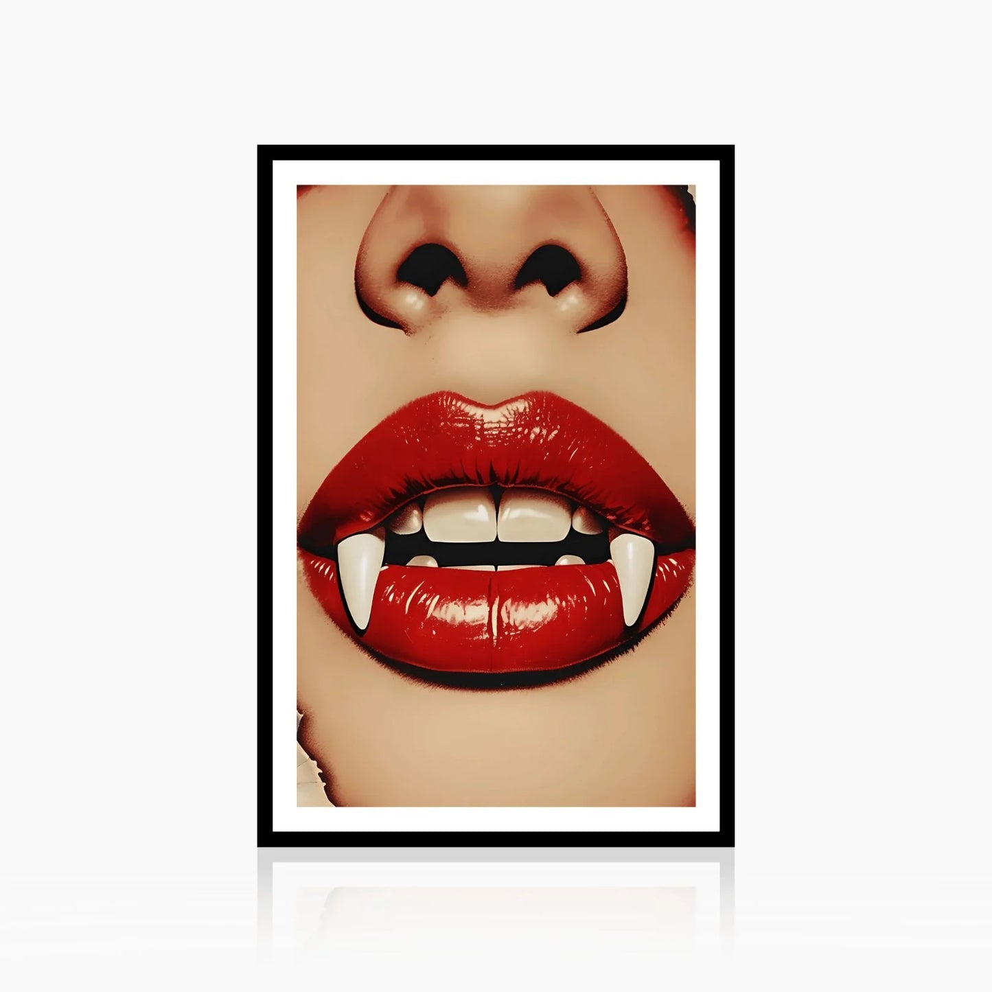 Bite Me close-up poster on white background with vampire lips – pictorprints