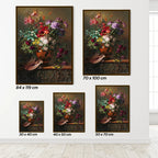 Set of floral posters in various sizes on a white wall.