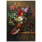 Still life painting of a vase with flowers on a table