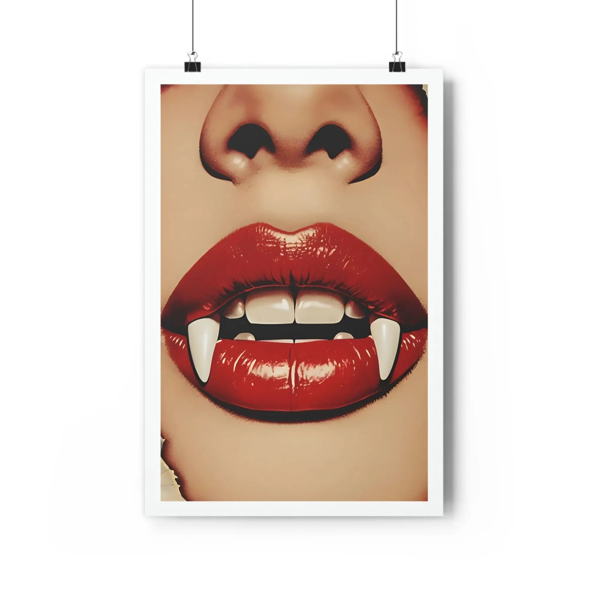 Bite Me modern pop art print with vampire lips and fangs – pictorprints