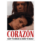 Desperado Movie poster with Antonio Banderas and selma Hayek lying down, featuring the title 'Corazon' in red text.