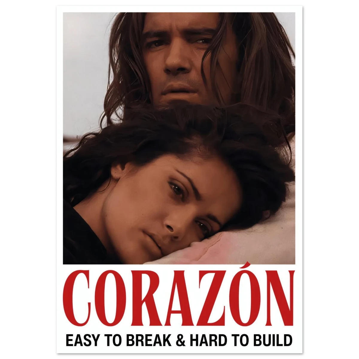 Desperado Movie poster with Antonio Banderas and selma Hayek lying down, featuring the title 'Corazon' in red text.