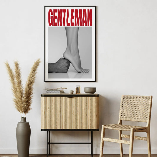 Gentleman poster artwork in neutral living room – pictorprints