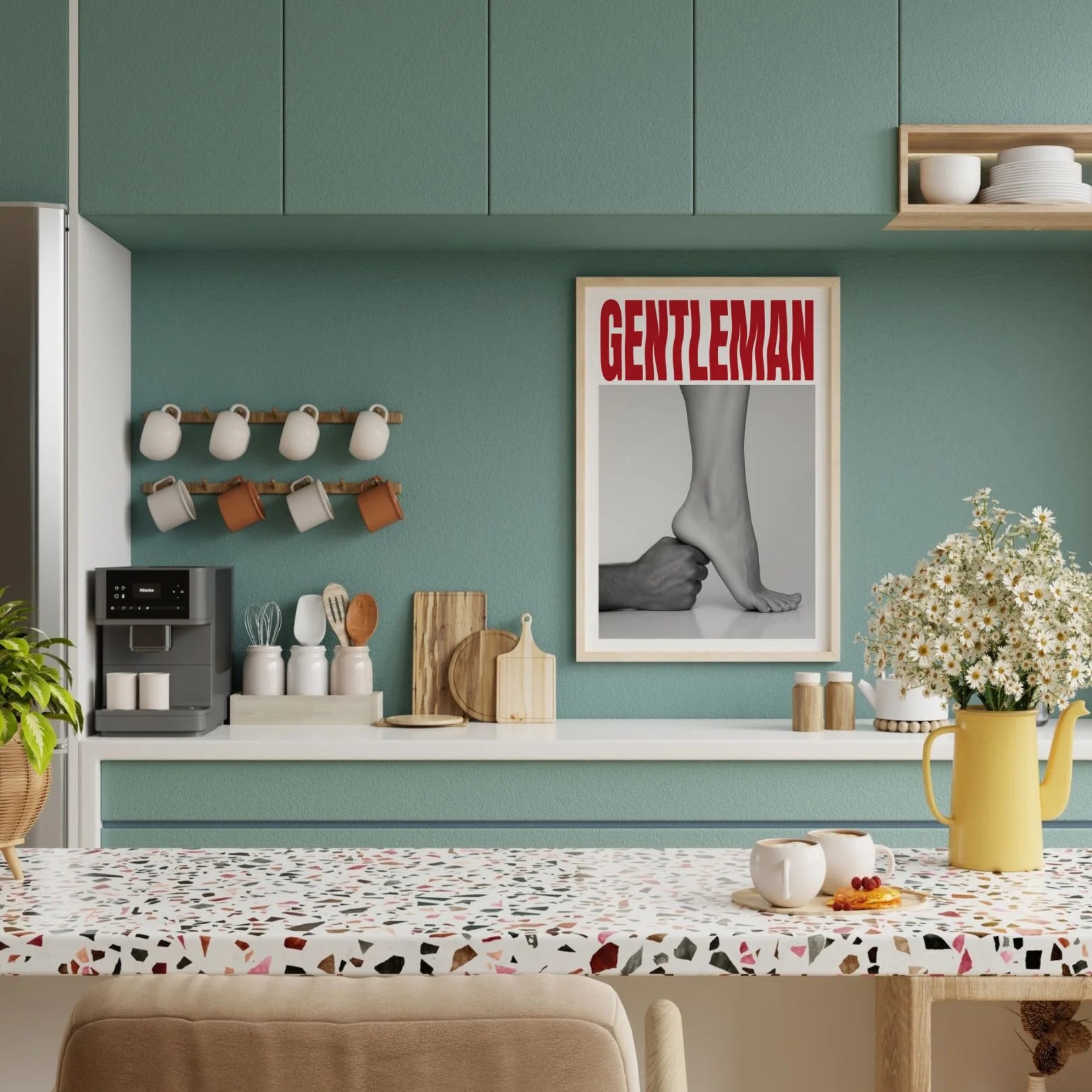 Gentleman framed wall art in kitchen interior – pictorprints
