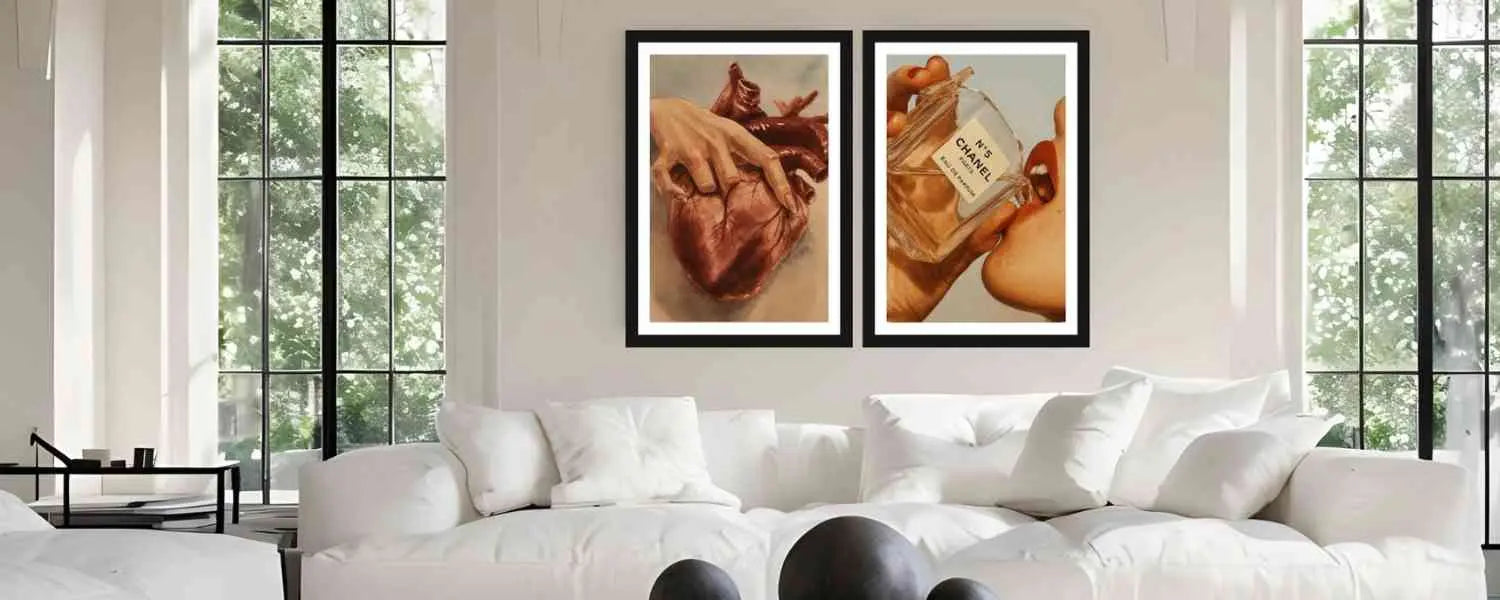 Main homepage banner showcasing curated poster collections from PictorPrints – museum-grade prints, vivid colors, and free shipping