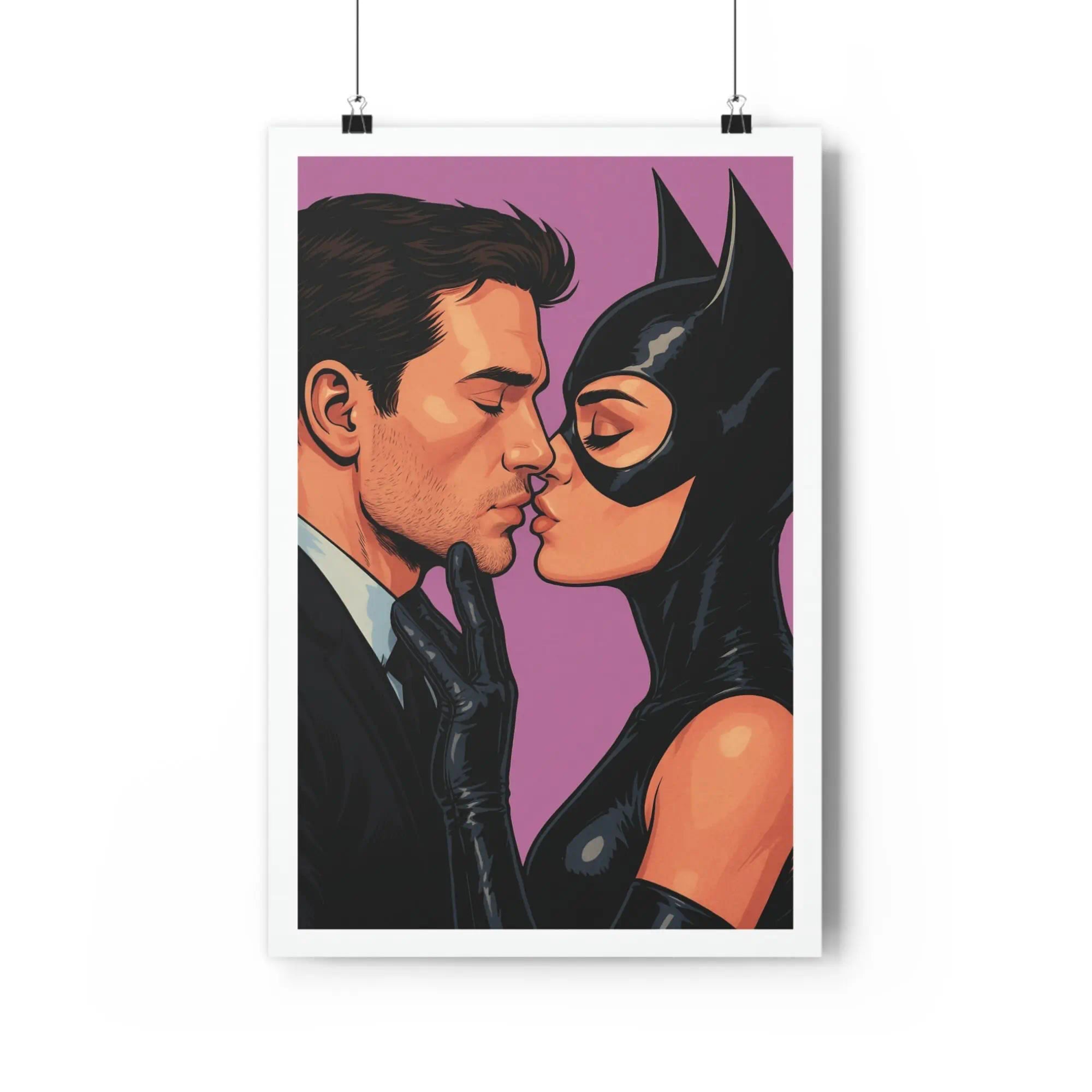 Framed art print titled “Kiss of Control” hanging against a soft pink background – scroll format for mobile viewing.