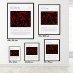 Set of Scorpio zodiac posters with different sizes on a white wall.