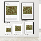 Set of virgo zodiac framed art prints with dimensions displayed on a white wall.