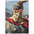 Poster of Skanderbeg a bearded warrior with armor and red cape against a castle backdrop