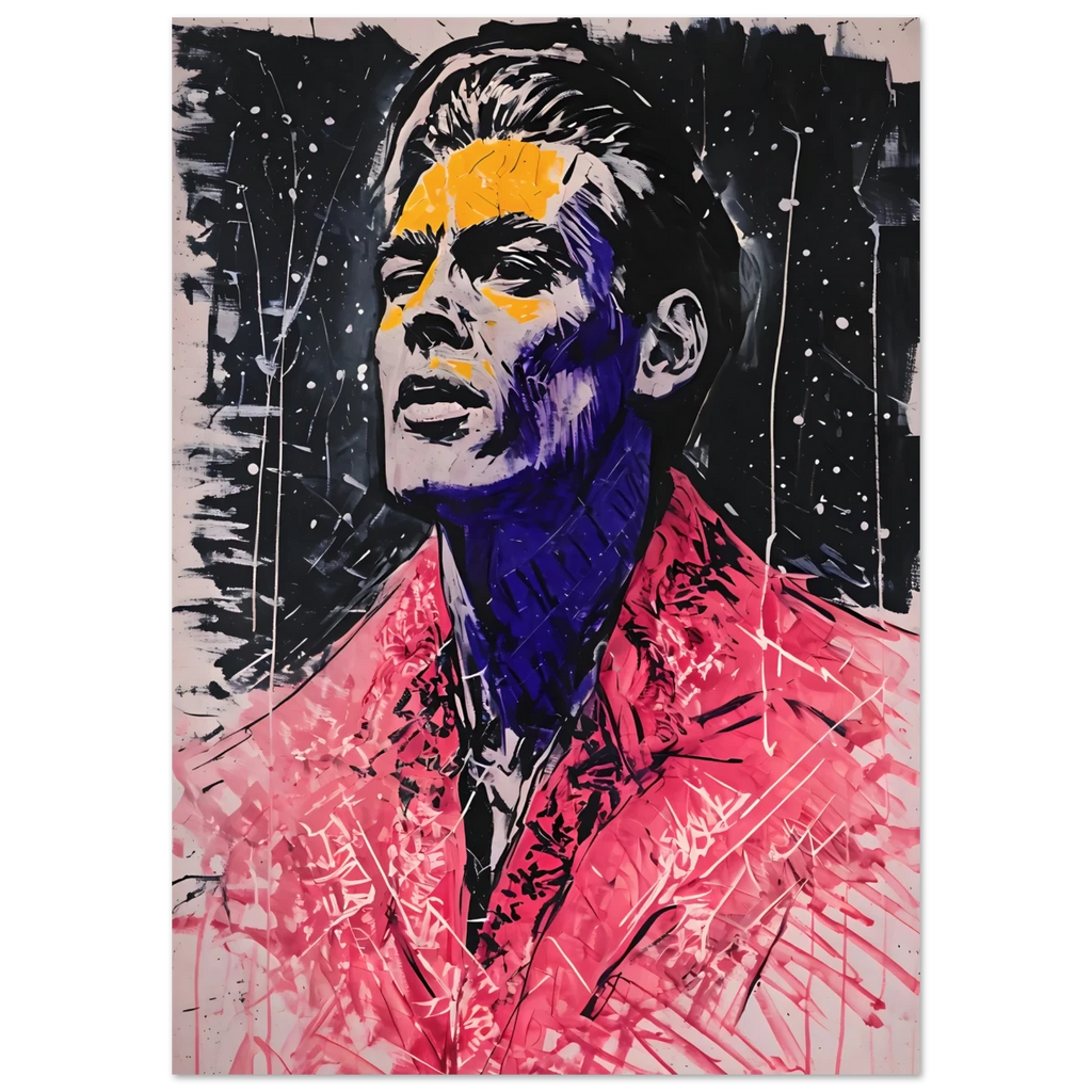 Artistic portrait with abstract design and colorful elements