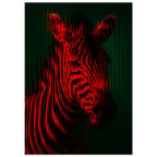 Red striped zebra illustration on a dark green background