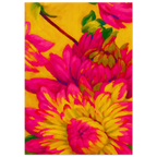 Colorful floral pattern poster with pink and yellow flowers on a yellow background