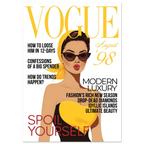 Vogue magazine cover poster from August '98 with a woman wearing sunglasses and a yellow top.