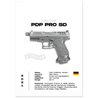 Walther PDP Pro SD gun poster on a white background with product details.